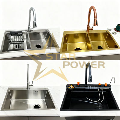 Bom preço Pia de cozinha premium em aço inoxidável 304/316 com profundidade da cuba de 250-300mm e espessura do painel de 1,2-2,0mm on-line