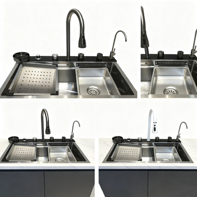 qualidade  Customized Premium Cup Washer Integrated Hand-Polished 304/316 Stainless Steel Kitchen Sink with 250-300mm Bowl Depth and 1.2-2.0mm Panel Thickness fábrica