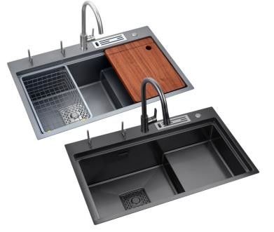 Smart Black Nano Whale Waterfall Single-Slot Honeycomb Lava Jato Lava-louça dupla lavatório máquina cozinha lava-louça grandes vasos
