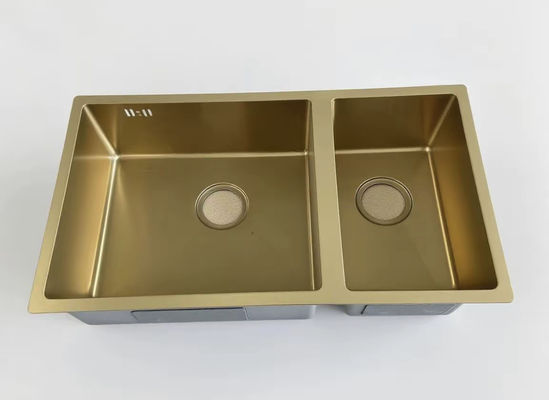 Bom preço Pia de Aço Inoxidável Dourada com Duas Cubas – Anti-manchas, Durável, Ideal para Cozinhas Modernas on-line
