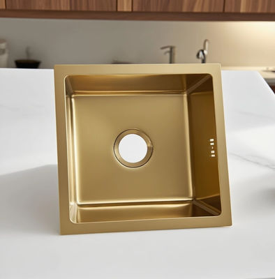 Pia de cozinha quadrada dourada em aço inoxidável SUS304