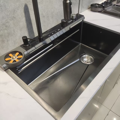 Submontante de lavatório de cozinha de aço inoxidável preto