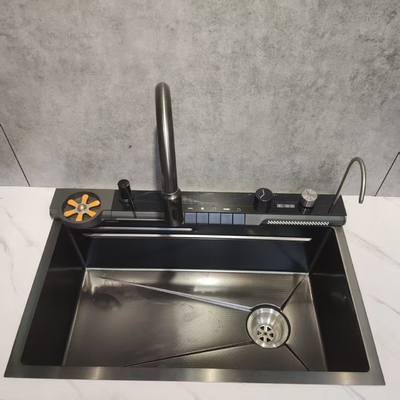 Submontante de lavatório de cozinha de aço inoxidável preto