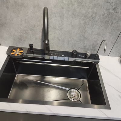 Submontante de lavatório de cozinha de aço inoxidável preto