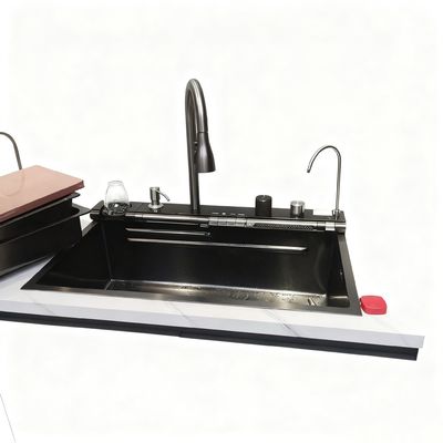 Lava-louças de cozinha de aço inoxidável premium com torneira de arco alto