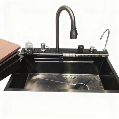 Lava-louças de cozinha de aço inoxidável premium com torneira de arco alto