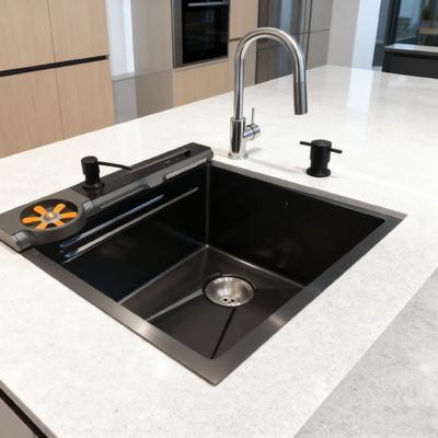 800mm Double-Bowl Stainless Steel Kitchen Sink Set com torneira de arco alto e 1 ano de garantia para cozinhas modernas