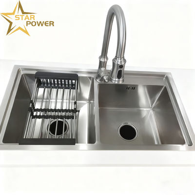 Bom preço Pia de cozinha ecológica em aço inoxidável 304 com profundidade da cuba de 250-300mm e espessura do painel de 1,2-1,5mm on-line
