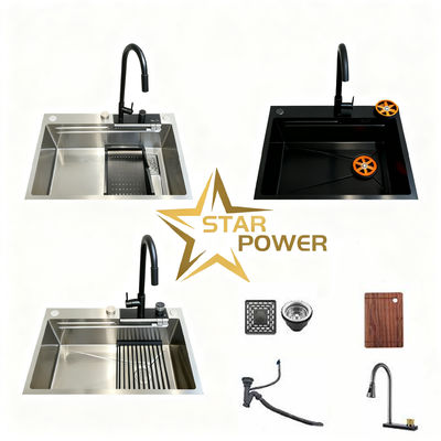 Bom preço Lave de cozinha de aço inoxidável 304 de qualidade alimentar com 250-300 mm de profundidade da tigela e 1,2-2,0 mm de espessura do painel on-line