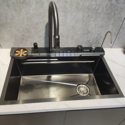 Bom preço Fabricação à mão de aço inoxidável 304/316 Lave de cozinha de tigela única com estante de drenagem retrátil on-line
