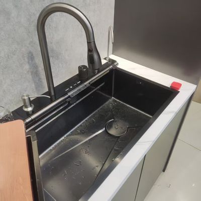 Biônico feito à mão efeito folha de lótus nano oleófobo Single/Double Bowl Sink