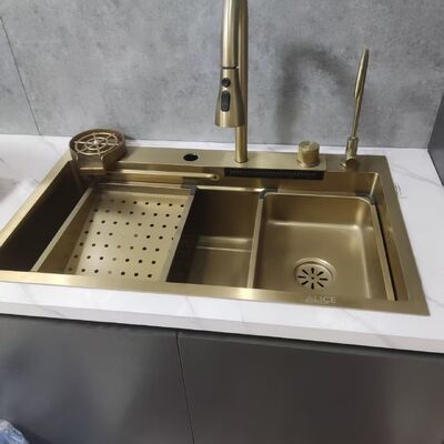 Bom preço R10 Esquina redonda sem fim morto 304/316 Lave de cozinha feita à mão de aço inoxidável com recipiente aprofundado e almofadas de choque que reduzem o ruído on-line