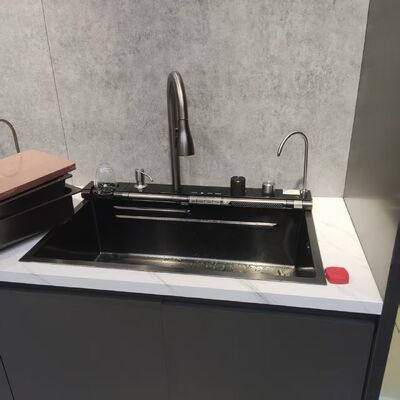 Pia de cozinha em aço inoxidável 316L resistente ao calor, usinada em CNC de alta precisão, com profundidade da cuba de 250-300mm e espessura do painel de 1,2-1,5mm