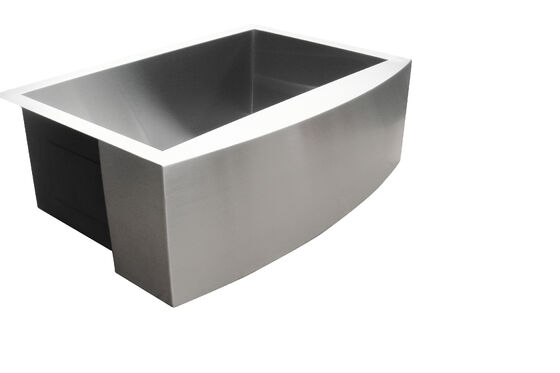 Estilo Europeu Curva Frente Pesada Single Bowl Farm Sink em 304 aço inoxidável para cozinha