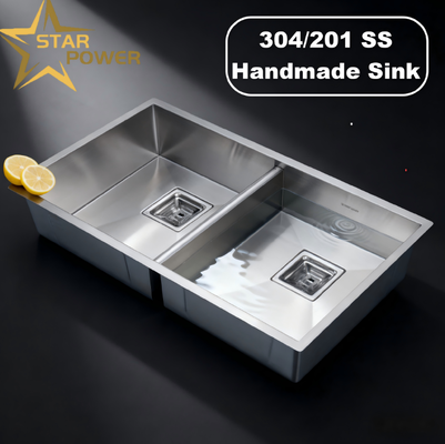Bom preço Compatível com instalação sob bancada e sobre bancada, pia de cozinha artesanal em PVD grafite com relevo e resistente a manchas, em aço inoxidável 304/316 de grau alimentício | Profundidade de cuba personalizável disponível | Espessura de aço personalizável disponível on-line