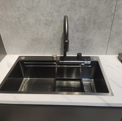 Pia de cozinha de tigela única em aço inoxidável 304 | Acabamento polido artesanal premium, grande bacia profunda para reforma de cozinha doméstica