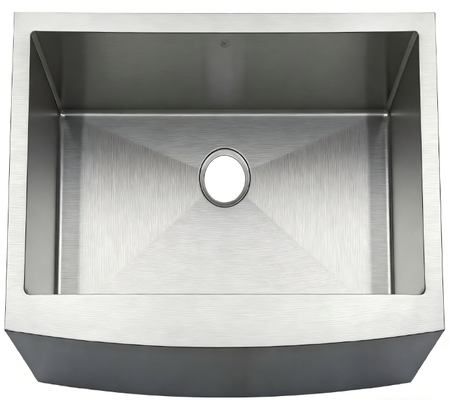 Bom preço Pia de Cozinha Curva Estilo Europeu Reforçada de Cuba Única em Aço Inoxidável 304 | Profundidade de Cuba Personalizável Disponível | Espessura de Aço Personalizável Disponível on-line