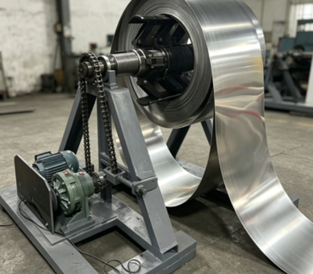 Sistema manipulador e desbobinador automático de bobina para serviço pesado de 10.000 kg | Equipamento motorizado de Decoiling da tira de metal para a linha de produção de aço inoxidável do painel de dissipador 304