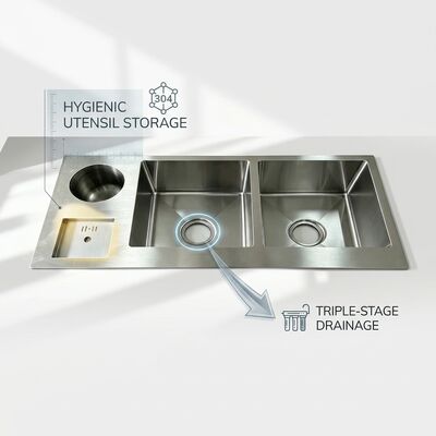 Bom preço Cuba de Cozinha de Embutir 18-Gauge 304 SS Cuba de Cozinha de Cuba Única Cromada Embutida Bacia Extra-Profunda de 1000mm 300mm | Profundidade de Bacia Personalizada Disponível | Bitola de Aço Personalizada Disponível on-line