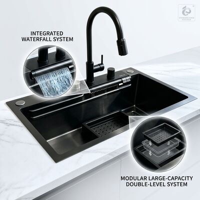 Bom preço Pia de Cozinha com Montagem Superior / Embutida de Aço Inoxidável 316 Pia de Cozinha de Duas Cubas com Superfície Fosca Montagem Superior 800mm Cuba Profunda de 220mm | Profundidade de Cuba Personalizável Disponível | Bitola de Aço Personalizável Disponível on-line