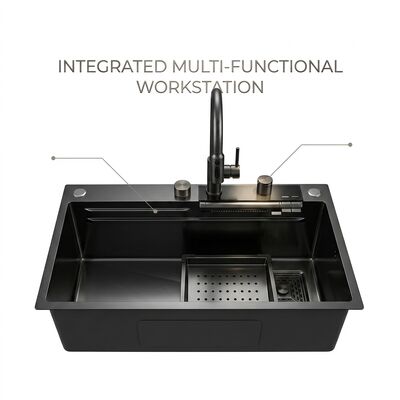 qualidade Top Mount / Drop-in Laveira de Cozinha SUS304 aço inoxidável igual Double Bowl Laveira de Cozinha nano-revestida Drop-In 700mm 10 polegadas extra-profunda bacia. fábrica
