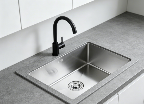 Bom preço Lava-louças de cozinha de 18 gauge 304 SS com acabamento PVD metálico e recipiente principal e auxiliar extra-profundos de 300 mm on-line