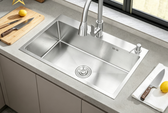 Bom preço Pia de Cozinha em Aço Inoxidável 304 com Acabamento Dourado e Design de Embutir on-line