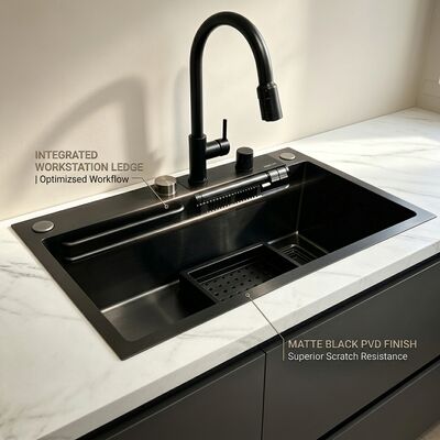 Bom preço Pia de cozinha de tigela única de aço inoxidável 316 cromada Undermount 900 mm 250 mm de profundidade on-line