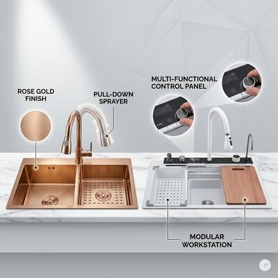 Bom preço Honeycomb Nano Coating Scratch-Proof Easy-Clean 304 Stainless Steel Kitchen Sink Double Bowl 800mm 250mm Deep on-line