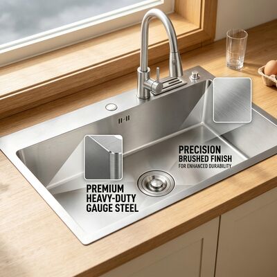 Bom preço Pia de cozinha comercial de aço inoxidável SUS304 resistente com 800 mm e 250 mm de profundidade e bacia única on-line
