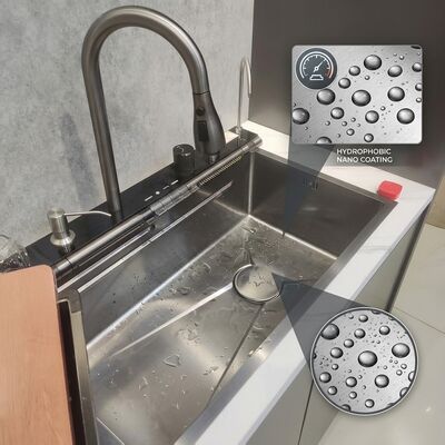 Bom preço Bionic Lotus Leaf Nano Oleophobic Handmade 316 Stainless Steel Kitchen Sink Single Bowl 700mm 220mm Deep Basin on-line