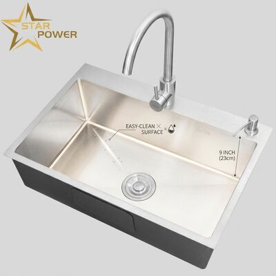 Bom preço Pia de Cozinha Dupla em Aço Inoxidável 304 com Acabamento Nano e Cuba de 23 cm de Profundidade on-line