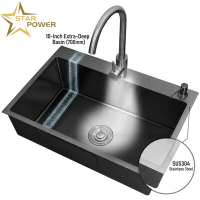Bom preço 316 de aço inoxidável igual Double Bowl Lava-louças de cozinha Nano-coated Drop-In 800mm 220mm Deep Basin on-line