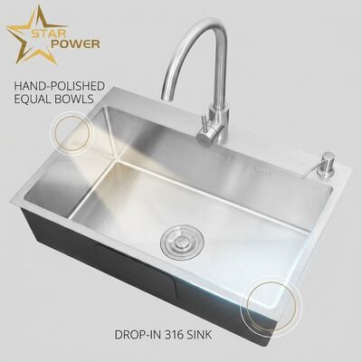 Bom preço SUS304 aço inoxidável igual Double Bowl cozinha Lava-louça de mão polida Drop-In 700mm 10 polegadas extra-profundas bacia on-line