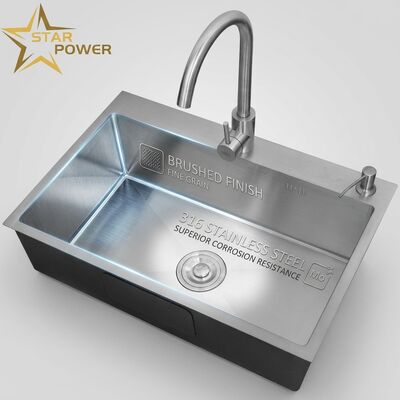 Bom preço Lava-louças de cozinha de aço inoxidável 316 lava-louças de cozinha de recipiente único escovado lava-louças de cozinha de 800mm 220mm profundidade de bacia. on-line