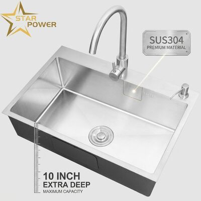 Bom preço Pia de Cozinha com Montagem Superior / Embutir em Aço Inoxidável SUS304 Pia de Cozinha de Duas Cubas Iguais com Acabamento Polido à Mão Embutida 700mm Bacia Extra Profunda de 10 Polegadas | Profundidade de Bacia Personalizável Disponível | Espessura de Aço Personalizável Disponível on-line