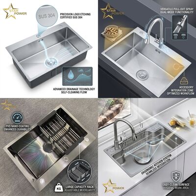 Bom preço Caixa de aço inoxidável 304 Double Bowl Laveira de cozinha 33x22 polegadas, 50/50 Split, Construtor de drainage e filtro on-line