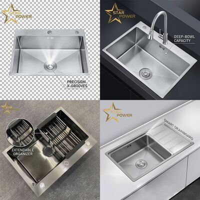 Bom preço 304 de aço inoxidável Submont Bar Prep Laveira de cozinha 15x15 polegadas, Commercial Grade 18 Gauge, Drenagem Rápida X Groove on-line