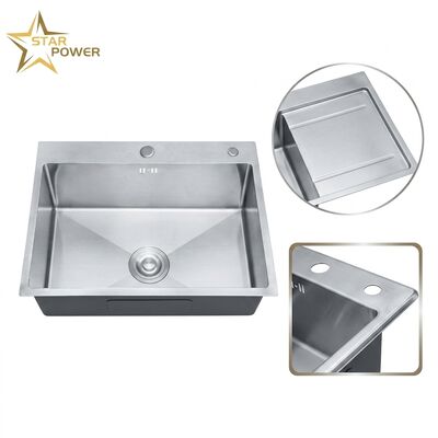 Bom preço Cuba de lavanderia/cozinha de aço inoxidável 304 escovado, 25x22 polegadas, cuba profunda, design com escorredor embutido on-line