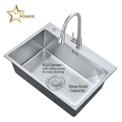 Bom preço Nano Black 31x20 Undermount Handmade Kitchen Sink SUS304 Single Bowl 18 Gauge online