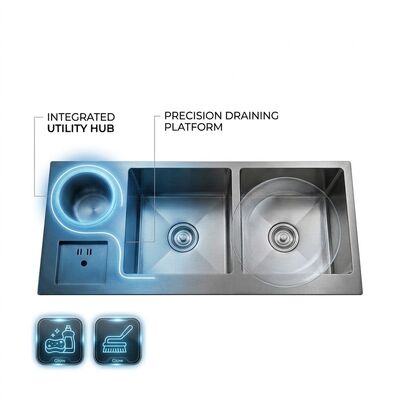 Bom preço 36 Inch PVD Gold Single Bowl Farmhouse Workstation Kitchen Sink SUS304 16 Gauge on-line