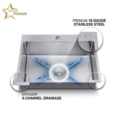 Bom preço 30 Inch Overmount Single Bowl Kitchen Sink 18 Gauge with Integrated Drainboard online