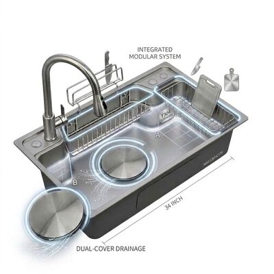 Bom preço 34 Inch Handmade Farmhouse Single Bowl Kitchen Sink SUS304 14 Gauge with Deep Basin on-line